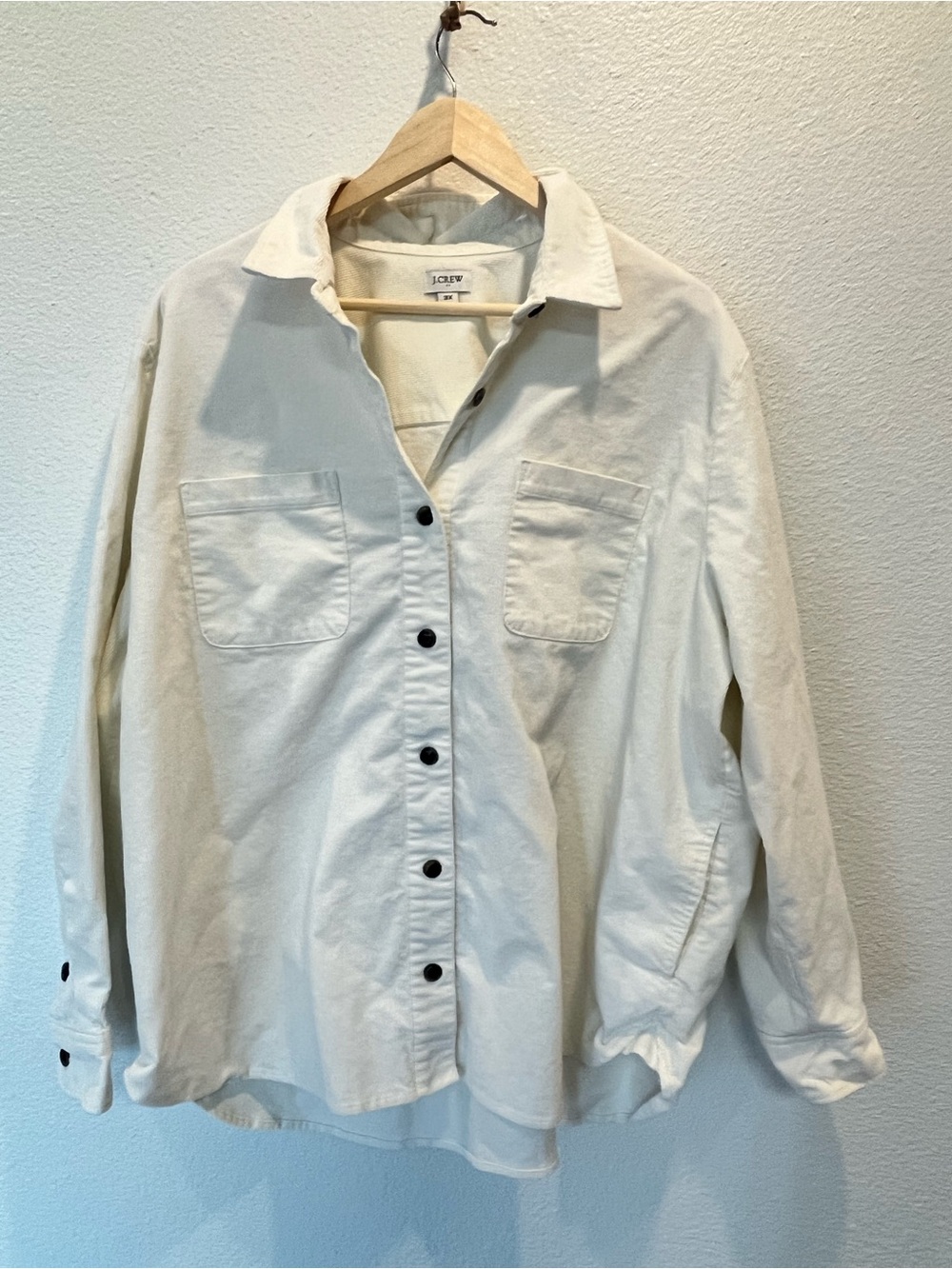 J Crew Corduroy Shacket Top Heavy Shirt‎ Women's  Cream Layering
